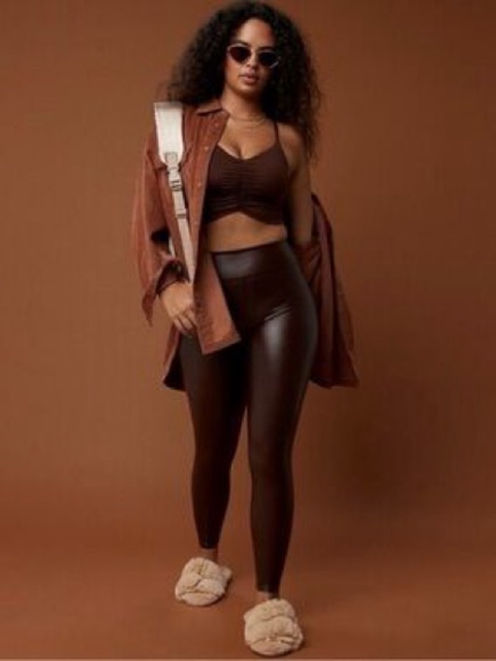 OFFLINE By Aerie Real Luxe Faux Leather Leggings Chocolate Brown Large